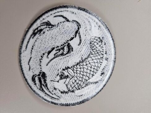 3.5" Embroidered Yin Yang Fish Iron On Patch | Decorative Fish Chinese Yin Yang Applique Iron On/Sew On Patches for Clothing, Hats, Clothes, Backpacks, Jackets, Holes in Saudi Arabia