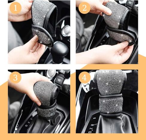 غطاء مقبض ناقل الحركة من Bling Car Gear، واقي عصا ناقل الحركة من الجلد بأحجار الراين الكريستالية، إكسسوارات تزيين الماس اللامعة للسيارات للنساء والفتيات، مقاس عالمي (أحمر) in Kuwait