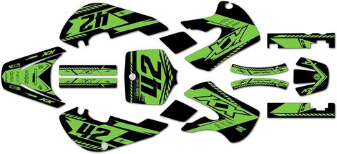 مجموعة رسومات لـ Kawasaki KX 65 (1999-2024) Evader Series Green-shift 09 Mil - مجموعة ملصقات رسومات السباق المخصصة للدراجة الترابية، بدون بلاستيك in Saudi Arabia