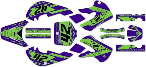 مجموعة رسومات لـ Kawasaki KX 65 (1999-2024) Evader Series Green-shift 09 Mil - مجموعة ملصقات رسومات السباق المخصصة للدراجة الترابية، بدون بلاستيك in Saudi Arabia