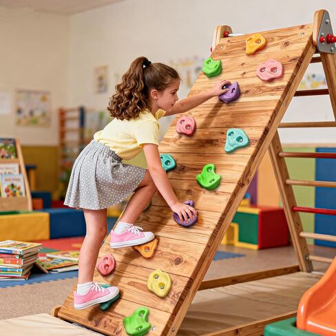 TOPNEW 20 PCS Rock Climbing Holds for Kids, Rock Wall Holds with 6.56 Ft Climbing Rope and 2 Handles, Rock Wall Climbing Kit for Indoor and Outdoor Playset - Includes Mounting Hardware in Kuwait