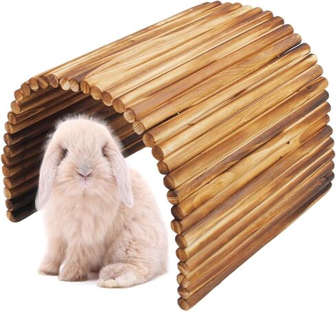 Wooden Bridge for Rabbits, Extra Large Wooden Hamster Bridge Ladder Bunny Climbing Chew Toy Small Animal Flexible Hideout Ramp Divider Tunnel for Guinea Pig Chinchilla Rabbit Ferret Hedgehog in Saudi Arabia