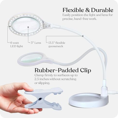 Brightech LightView Pro Flex 2 in 1 Magnifying Desk Lamp, 2.25x Light Magnifier, Adjustable Magnifying Glass with Light for Crafts, Reading, Close Work in Kuwait