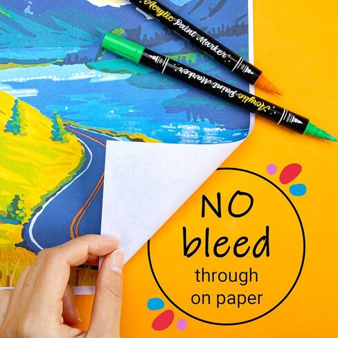 50 Colors Dual Tip Acrylic Paint Pens Paint Markers with Carrying Case, Acrylic Markers for Rock Painting, Wood Paint, Glass, Plastic, Fabric, Ceramic, Painting Kit for Adults and Kids Crafts Supplies in Kuwait