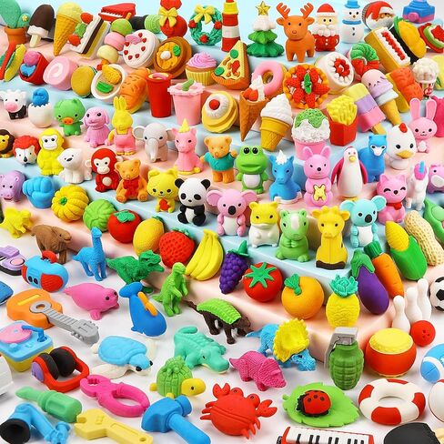 120 Pack Animal Pencil Erasers for Kids Bulk Desk Pet Toy 3D Mini Puzzle Erasers Take Apart Erasers Treasure Box Toys Game Prize Party Favors Gift Classroom Prize Reward Back to School Supplies in Kuwait
