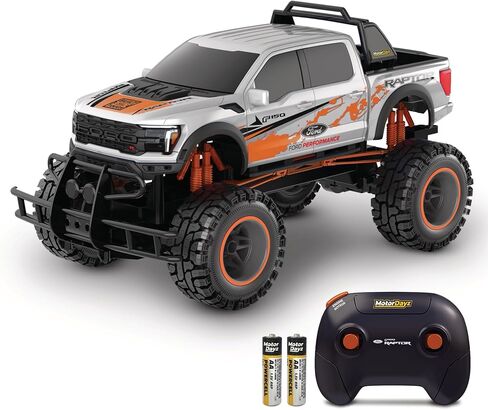 شاحنة فورد F150 رابتور R 2WD تعمل بالتحكم عن بعد مع أضواء وأصوات تعمل. لعبة RC مرخصة رسميًا بمقياس 1:10، 2.4 جيجا هرتز، تتضمن بطاريات عن بعد، شاحن USB - أبيض - هدية رائعة in Kuwait