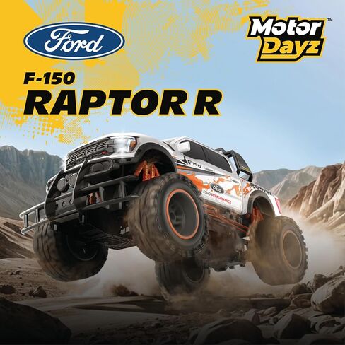 شاحنة فورد F150 رابتور R 2WD تعمل بالتحكم عن بعد مع أضواء وأصوات تعمل. لعبة RC مرخصة رسميًا بمقياس 1:10، 2.4 جيجا هرتز، تتضمن بطاريات عن بعد، شاحن USB - أبيض - هدية رائعة in Kuwait