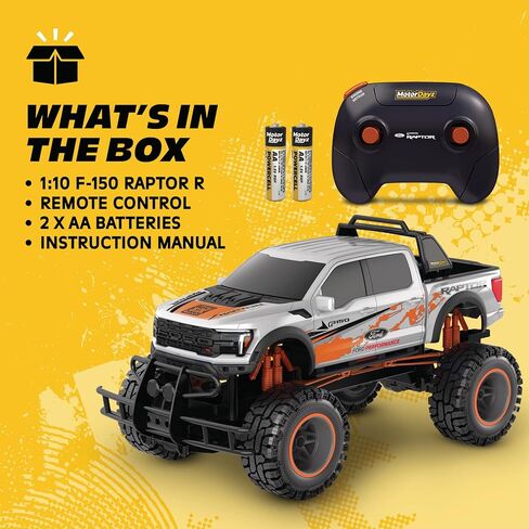 شاحنة فورد F150 رابتور R 2WD تعمل بالتحكم عن بعد مع أضواء وأصوات تعمل. لعبة RC مرخصة رسميًا بمقياس 1:10، 2.4 جيجا هرتز، تتضمن بطاريات عن بعد، شاحن USB - أبيض - هدية رائعة in Kuwait