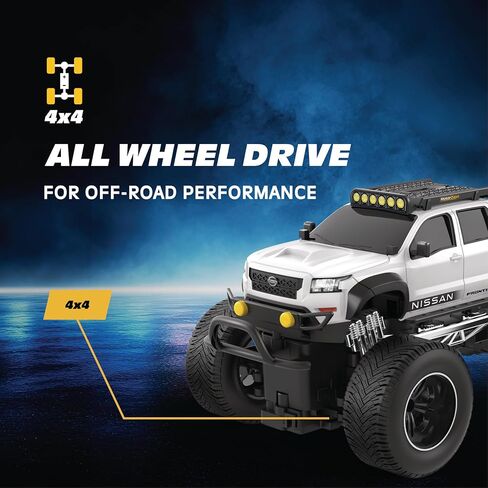 شاحنة نيسان فرونتير 4x4 بجهاز تحكم عن بعد. لعبة RC مرخصة رسميًا بمقياس 1:16، 2.4 جيجا هرتز، شحن USB - بطاريات التحكم عن بعد متضمنة - أبيض in Kuwait