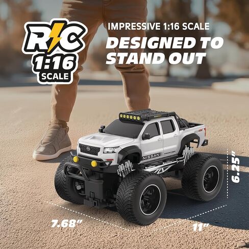 شاحنة نيسان فرونتير 4x4 بجهاز تحكم عن بعد. لعبة RC مرخصة رسميًا بمقياس 1:16، 2.4 جيجا هرتز، شحن USB - بطاريات التحكم عن بعد متضمنة - أبيض in Kuwait