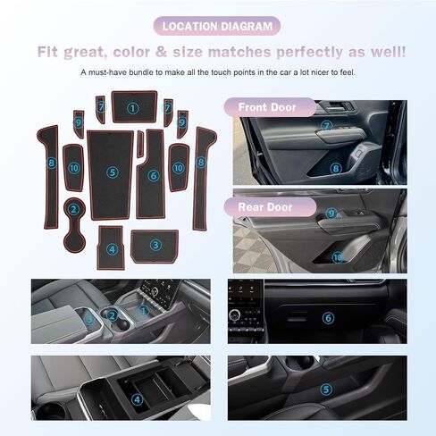 LUWU for 2025 2026 GMC Terrain Accessories - for 2025 2026 GMC Terrain Elevation/AT4/Denali Door Slot Mats Cup Holder Inserts Center Console Liners Mats Red-Trim - 15 PCS/Sets in Saudi Arabia