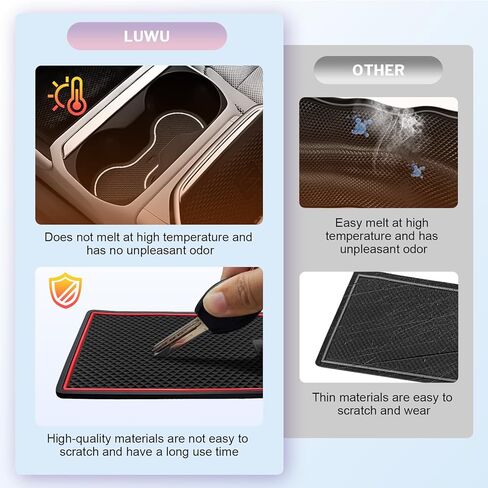 LUWU for 2025 2026 GMC Terrain Accessories - for 2025 2026 GMC Terrain Elevation/AT4/Denali Door Slot Mats Cup Holder Inserts Center Console Liners Mats Red-Trim - 15 PCS/Sets in Saudi Arabia