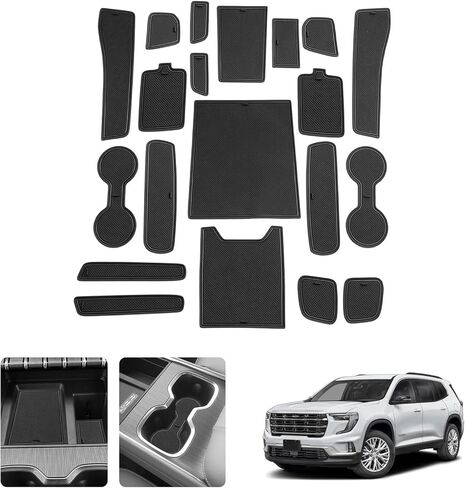 LUWU for 2025 2026 GMC Terrain Accessories - for 2025 2026 GMC Terrain Elevation/AT4/Denali Door Slot Mats Cup Holder Inserts Center Console Liners Mats Red-Trim - 15 PCS/Sets in Saudi Arabia