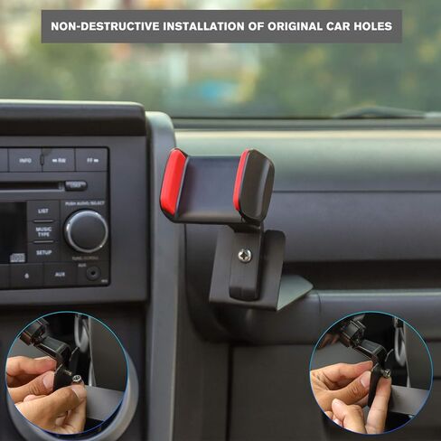 JeCar Multi-Functional JK Phone Holder, 2 in 1 Phone & Walkie Talkie Bracket for Jeep Wrangler 2007-2010 JK JKU, Red in Saudi Arabia
