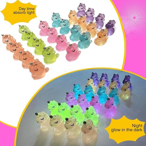 100 PCS Mini Resin Unicorn Luminous Tiny Unicorn Miniature Figurines,Micro Fairy Ornaments Glow in The Dark Mini Resin Animals for Garden, Landscape,Aquarium,Dollhouse,Birthday Party,Room Crafts Decor in Saudi Arabia