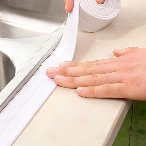 شريط السد، مقاوم للماء والغبار PVC شريط إغلاق ذاتي اللصق لحوض المطبخ والمرحاض والحمام وحوض الاستحمام (0.86 بوصة × 11 بوصة، بيج) in Saudi Arabia