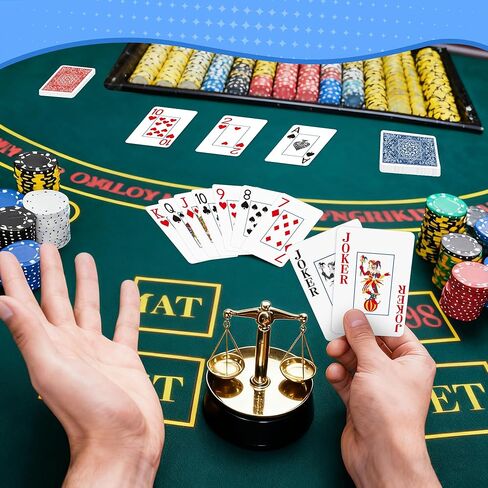 أوراق اللعب، مجموعة من البطاقات، بطاقات البوكر، أوراق لعب مطبوعة كبيرة الحجم بحجم البوكر للبالغين وكبار السن، ألعاب بطاقات للعب العائلة وألعاب الطاولة الليلية وحفلات الكازينو السحرية (أزرق وأحمر) in Kuwait