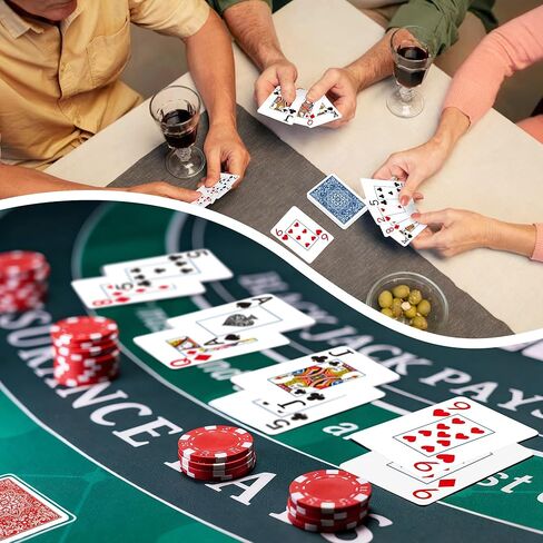 أوراق اللعب، مجموعة من البطاقات، بطاقات البوكر، أوراق لعب مطبوعة كبيرة الحجم بحجم البوكر للبالغين وكبار السن، ألعاب بطاقات للعب العائلة وألعاب الطاولة الليلية وحفلات الكازينو السحرية (أزرق وأحمر) in Kuwait