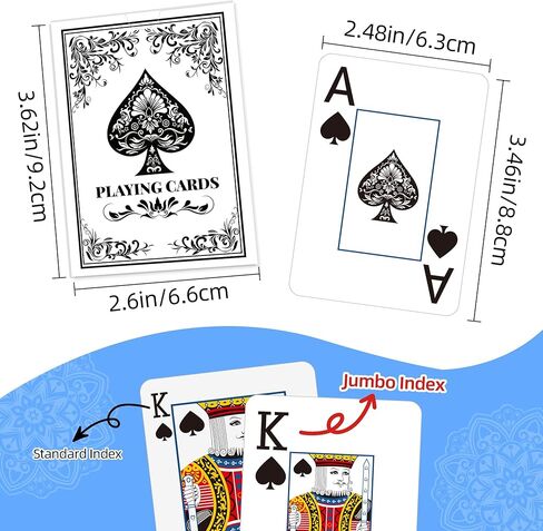 أوراق اللعب، مجموعة من البطاقات، بطاقات البوكر، أوراق لعب مطبوعة كبيرة الحجم بحجم البوكر للبالغين وكبار السن، ألعاب بطاقات للعب العائلة وألعاب الطاولة الليلية وحفلات الكازينو السحرية (أزرق وأحمر) in Kuwait