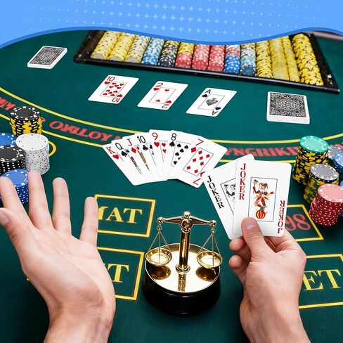 أوراق اللعب، مجموعة من البطاقات، بطاقات البوكر، أوراق لعب مطبوعة كبيرة الحجم بحجم البوكر للبالغين وكبار السن، ألعاب بطاقات للعب العائلة وألعاب الطاولة الليلية وحفلات الكازينو السحرية (أزرق وأحمر) in Kuwait