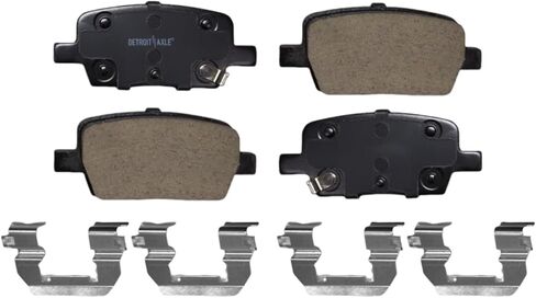 Detroit Axle - Rear Brake Pads for 17-21 GMC Acadia Cadillac XT5, 16-19 Chevrolet Camaro, 18-21 Enclave, Ceramic Brake Pads with Hardware Assembly 2017 2018 2019 2020 2021 Replacement in Kuwait