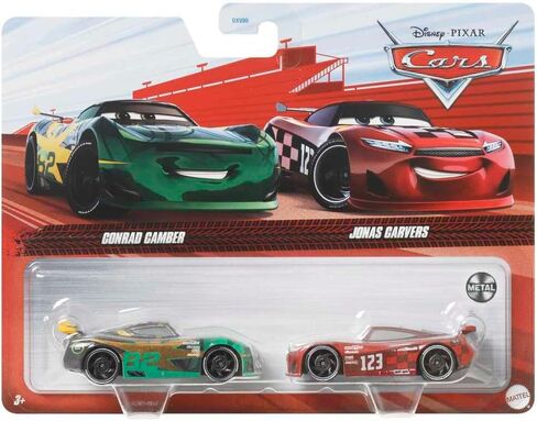 Disney Cars Mattel 1:55 Diecast 2-Pack Next-Gen Shiny Wax Conrad Camber & No Stall Jonas Carvers in Saudi Arabia