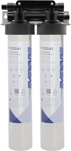 مجموعة خرطوشة فلتر Pentair Everpure H-1200 سريعة التغيير، EV928201، حزمة مزدوجة بديلة للاستخدام في نظام مياه الشرب Everpure H-1200، سعة 1000 جالون، 0.5 ميكرون in Saudi Arabia