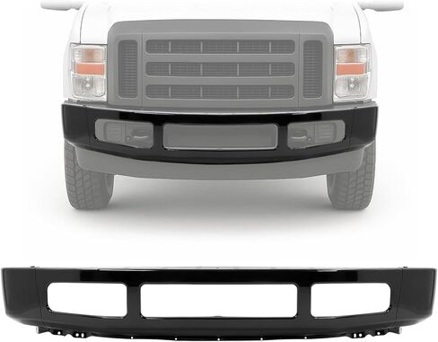 شريط وجه المصد الأمامي من KUAFU متوافق مع 2008-2010 Ford F-250 F-350 Super Duty Cabela's FX4 لاستبدال FO1002403 مسحوق فولاذي مطلي باللون الأسود بدون فتحات قولبة جانبية مع فتحات وسادة قولبة in Saudi Arabia