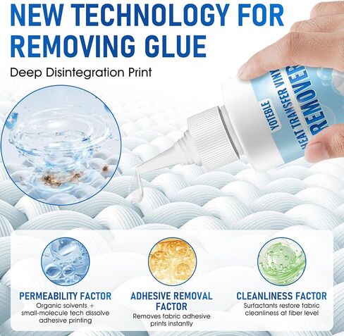 Vinyl Remover for Heat Transfer Vinyl, No Damage to Fabrics, Quick Results, Heat TransferVinyl Remover Suitable for Natural Fibers Such as Cotton, Linen, Wool, Synthetic Fibers, 125 ml in Kuwait