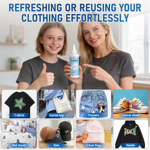 Vinyl Remover for Heat Transfer Vinyl, No Damage to Fabrics, Quick Results, Heat TransferVinyl Remover Suitable for Natural Fibers Such as Cotton, Linen, Wool, Synthetic Fibers, 125 ml in Kuwait