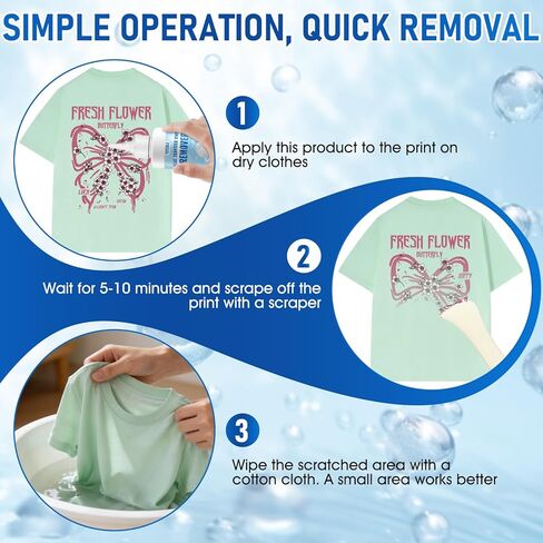 Vinyl Remover for Heat Transfer Vinyl, No Damage to Fabrics, Quick Results, Heat TransferVinyl Remover Suitable for Natural Fibers Such as Cotton, Linen, Wool, Synthetic Fibers, 125 ml in Kuwait