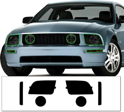 Pre-Cut Headlight & Fog-Light Tint Kit Compatible with Ford Mustang 2005-2009 | Precision Cut Stretchable PPF Vinyl Overlay Cover Wrap (Dark Smoke) in Saudi Arabia