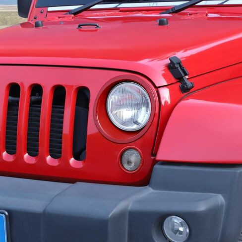 Jimen مناسب لسيارة Jeep Wrangler JK & Unlimited 2007-2018، 4 قطع حواف المصابيح الأمامية وغطاء ضوء إشارة الانعطاف (أسود) in Saudi Arabia