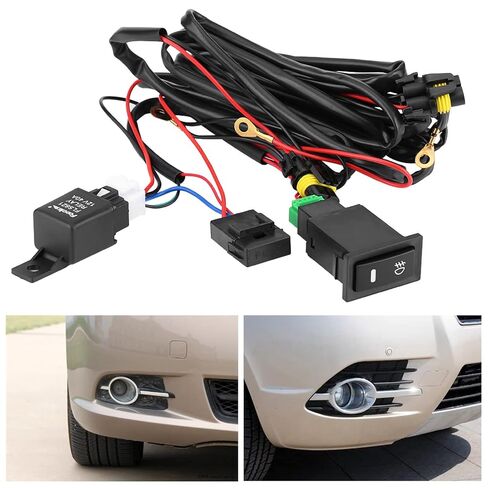 Universal Car LED Fog Light Switch Wiring Kit Illuminated 12V On Off Relay Circuit for Most Vehicle in Saudi Arabia