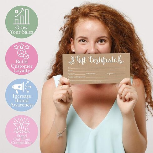 25 4x9 Rustic Blank Gift Certificates for Business Gifts for Clients - Blank Gift Cards for Small Business Gift Certificates Christmas, Restaurant Gift Certificates for Spa Salon Gift Certificates in Saudi Arabia