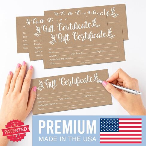25 4x9 Rustic Blank Gift Certificates for Business Gifts for Clients - Blank Gift Cards for Small Business Gift Certificates Christmas, Restaurant Gift Certificates for Spa Salon Gift Certificates in Saudi Arabia