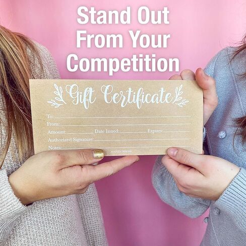 25 4x9 Rustic Blank Gift Certificates for Business Gifts for Clients - Blank Gift Cards for Small Business Gift Certificates Christmas, Restaurant Gift Certificates for Spa Salon Gift Certificates in Saudi Arabia