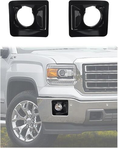 Hoolcar Chrome Front Fog Light Trim Cover Fit for GMC Sierra 2014 2015 Exterior Accessories Front Fog Lamp Decor Bezels Frame Spot Lights Bezel in Saudi Arabia
