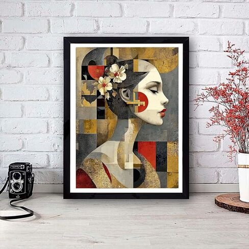 مجموعة طلاء فني تجريدي للسيدات حسب الأرقام، مربعات ذهبية، خلفية DIY، رسم على القماش مع فرش، طلاء أكريليك، نمط فريد من نوعه، رسم بالأرقام للبالغين، 16 × 20 بوصة (بدون إطار) in Kuwait