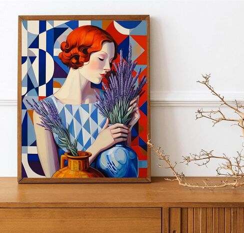 مجموعة طلاء فني تجريدي للسيدات حسب الأرقام، مربعات ذهبية، خلفية DIY، رسم على القماش مع فرش، طلاء أكريليك، نمط فريد من نوعه، رسم بالأرقام للبالغين، 16 × 20 بوصة (بدون إطار) in Kuwait