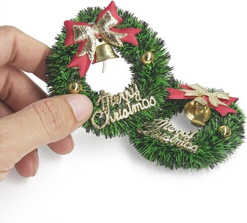 Odoria Dollhouse Christmas Wreath Miniature: 2 Pcs 1/12 Scale Garland Festive Dercoration Diorama - Mini Xmas Ornaments for Elf Fairy Figure - Tiny Holiday Party Props DIY Craft Model in Saudi Arabia