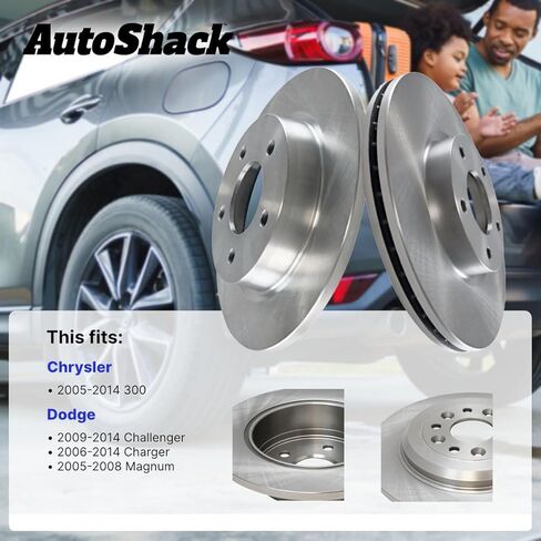 استبدال دوارات الفرامل الأمامية والخلفية المحفورة والمشقوقة من AutoShack لـ 2005-2008 Dodge Magnum 2006-2014 Charger 2009-2014 Challenger 2005-2014 Chrysler 300 E-Coated 4-PC Set ShadowGuard in Saudi Arabia