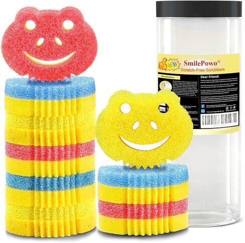 SmilePowo 5 Pack Scrub Sponge, Dual-Sided Temperature Controlled Kitchen Sponge for Dishes, Frog Bulk Sponges Household Cleaning Pads,Multi-Functional Premium Cleaning Sponges in Kuwait