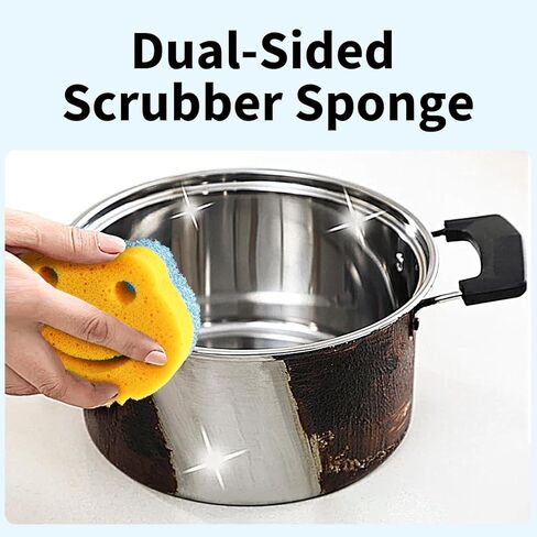 SmilePowo 5 Pack Scrub Sponge, Dual-Sided Temperature Controlled Kitchen Sponge for Dishes, Frog Bulk Sponges Household Cleaning Pads,Multi-Functional Premium Cleaning Sponges in Kuwait