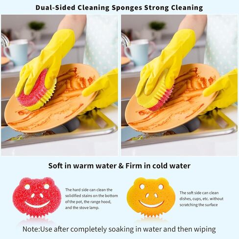 SmilePowo 5 Pack Scrub Sponge, Dual-Sided Temperature Controlled Kitchen Sponge for Dishes, Frog Bulk Sponges Household Cleaning Pads,Multi-Functional Premium Cleaning Sponges in Kuwait