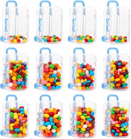 DOITOOL 12 حزمة حقيبة سفر صغيرة لصالح صندوق صغير من البلاستيك الشفاف صندوق الحلوى دمية الملابس قلادة خاتم صندوق تخزين المجوهرات عيد الميلاد صندوق الحلوى لعيد الميلاد حفل زفاف الديكور (الأزرق) in Kuwait