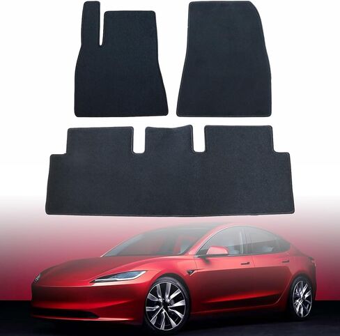 GXARTS أسود 3 قطع سجادات أرضية أمامية وخلفية سجاد قطيفة بديلة متوافقة مع طراز Tesla 3 2023 2024 2025 in Saudi Arabia