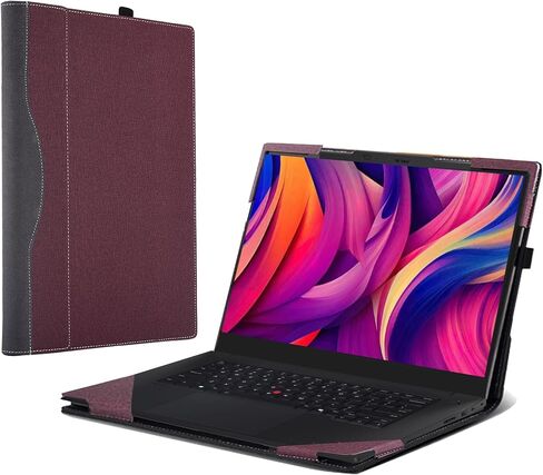 حقيبة كمبيوتر محمول لجهاز ThinkPad P1 Gen 7 16″/ThinkPad P1 Gen 8 [ليست نماذج أخرى] حقيبة كمبيوتر محمول واقية من جلد البولي يوريثان قابلة للفصل (أحمر خمري) in Saudi Arabia