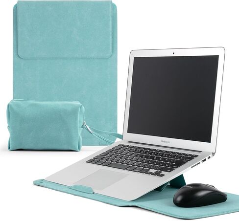 حافظة كمبيوتر محمول مقاس 15-16 بوصة لجهاز MacBook Pro 16 بوصة M4/M3/M2/M1Pro/Max، MacBook Pro Air 15 بوصة، مغناطيسي من جلد البولي يوريثان مع غطاء حقيبة واقية بحامل لجهاز HP Dell Lenovo Surface (15-16 بوصة | أخضر مخضر) in Kuwait