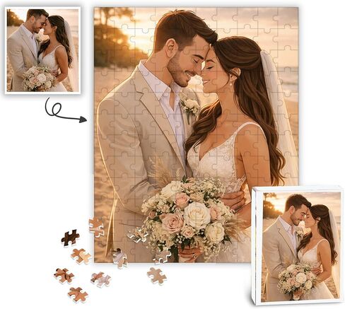 Custom Anime Photo Jigsaw Puzzle, Custom Picture Puzzle, Realistic Photo Print from Your Image, Date Night Activity, Gifts for Him, Her, Wife, Husband, Gift for Valentine, Couple in Saudi Arabia